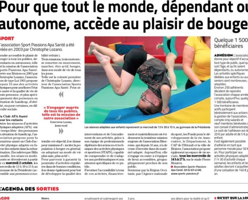 Midi libre 02-10-2019 Club enfants